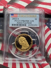2011-S PROOF James Garfield Presidential Dollar - PCGS PR69 DCAM *First Strike*.