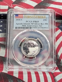 2018-S REV PROOF Apostle Islands NP Silver Quarter - PCGS PR69 *First Strike*.