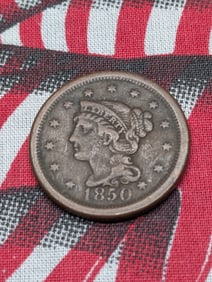 1850 Braided Hair Large Cent *VF*.