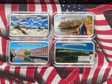 Lot of 4 Various U.S. National Park Commemorative Art Bars in Capsules.