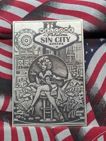 1 Oz. .999 FINE SILVER Sin City Nevada Designed Art Bar (The Size of a Credit Card) - Mintage