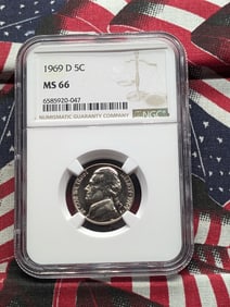 1969-D Jefferson Nickel - NGC MS66.