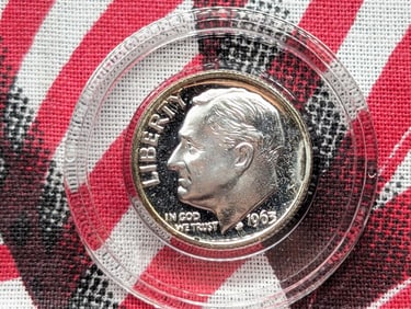 1963 PROOF Roosevelt Silver Dime in Capsule.