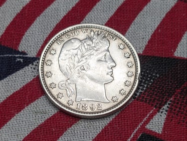 1892 Barber Silver Quarter *AU+*.