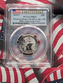 2018-S REV PROOF Pictured Rocks NP Silver Quarter - PCGS PR69 *First Strike*.
