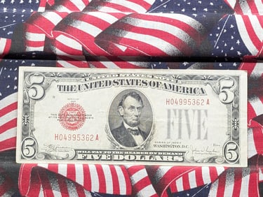 1928 E Series $5.00 RED SEAL Banknote *VF+*.