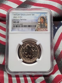 2021-D Sacagawea Military Service $1 Coin - NGC MS68.
