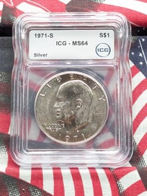 1971-S Eisenhower Silver Dollar - ICG Cert. MS64.