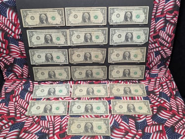 Lot of Nineteen 1963 B Series $1.00 Joseph W. Barr Notes Including Star Note.