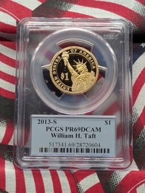 2013-S PROOF William H. Taft Presidential Dollar - PCGS PR69 DCAM .