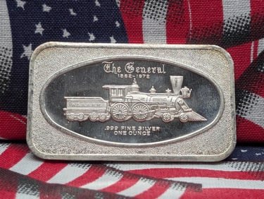 1 Oz. .999 FINE SILVER The General 1862-1972 Designed Art Bar.