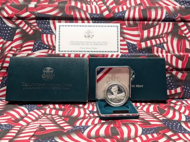1999-P PROOF Yellowstone National Park Commemorative Silver Dollar in OGP w/ COA.