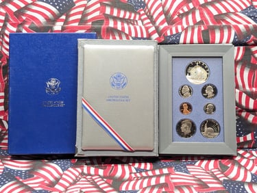 1986-S U.S. Mint Prestige Set in OGP w/ COA - Includes Ellis Island Commemorative Silver Dollar.