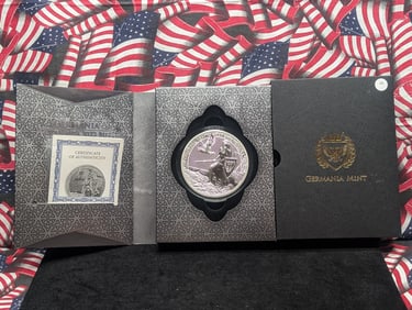2022 Germany Germaina BU, 50 Mark - 10 oz Silver, 999.9 Fine Silver.