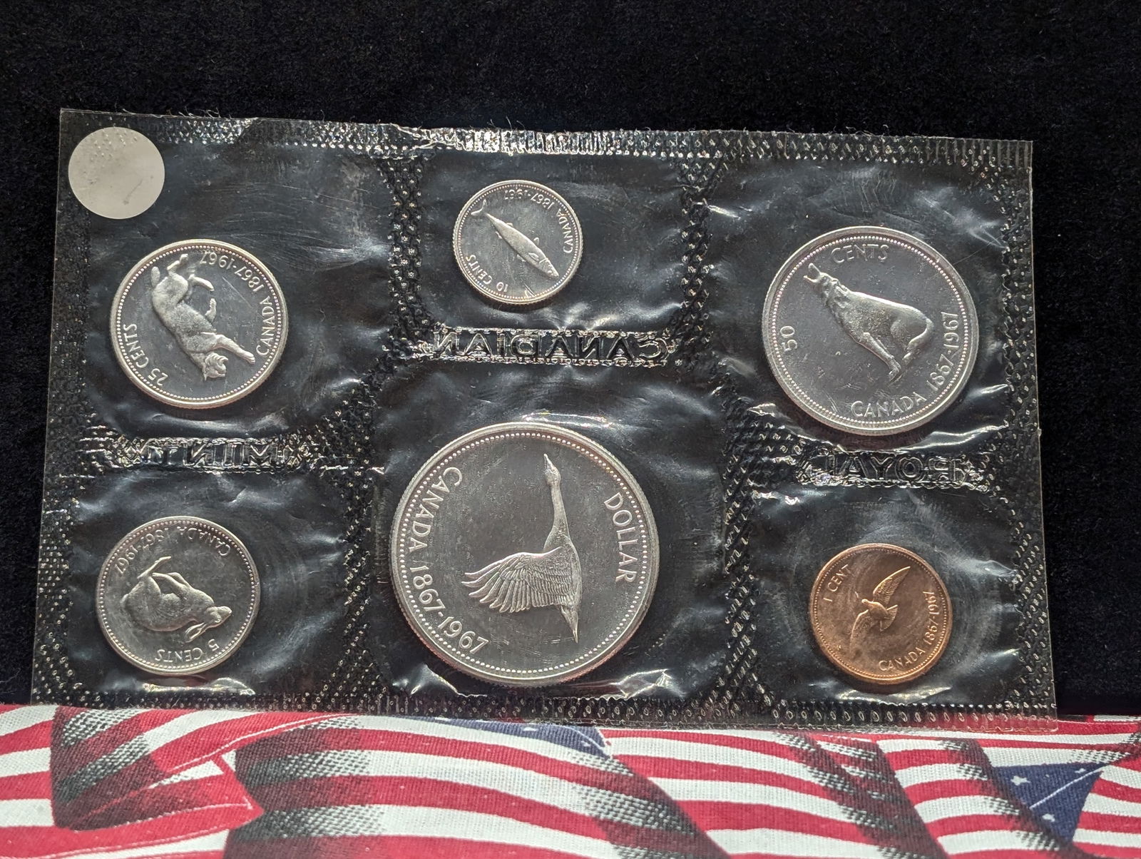 1967 Canadian Silver Proof Set, Contains (3) 80% Silver coins - Dollar 23.32 Gr., Half Dollar 2.332