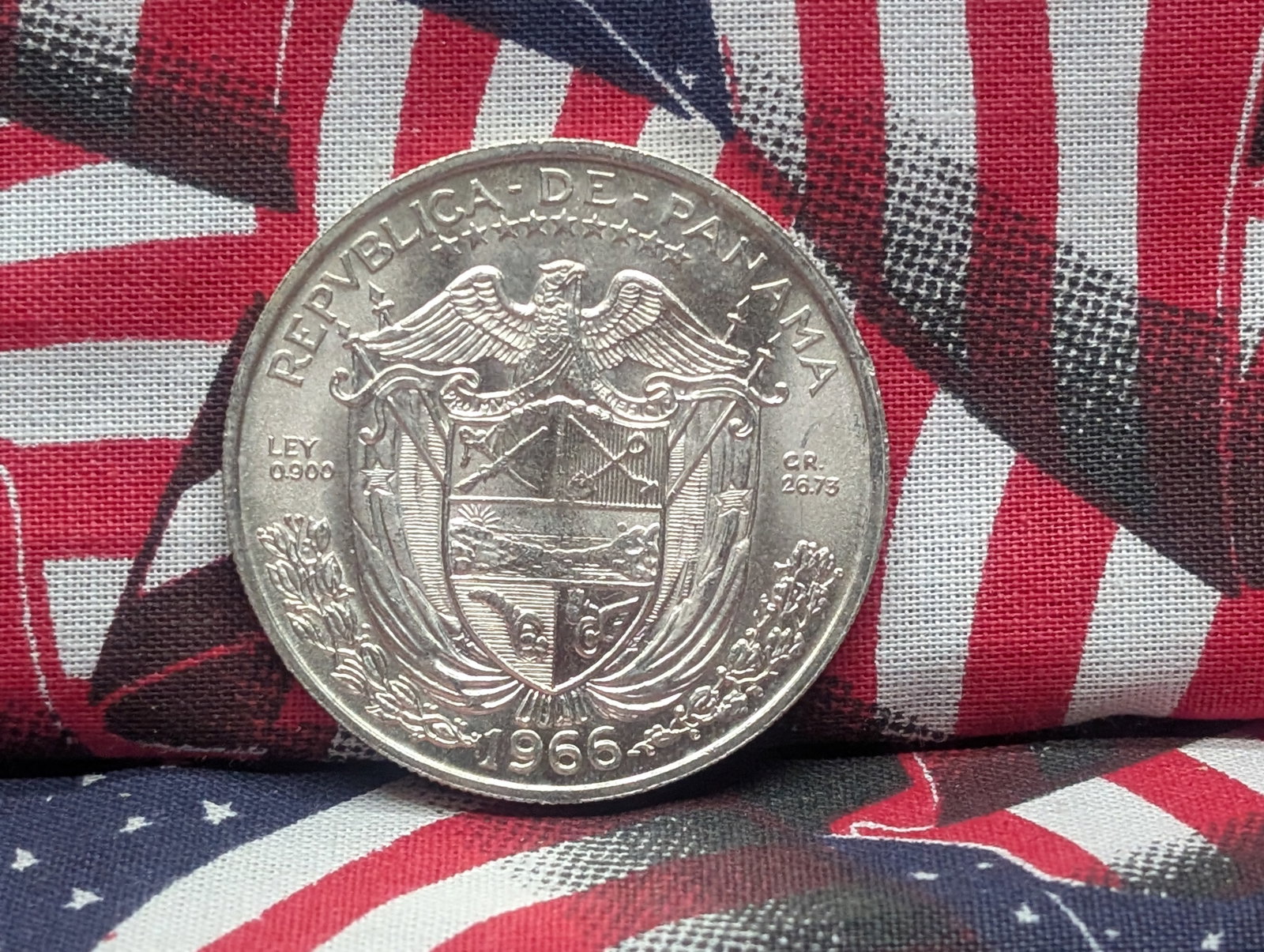 1966 Panama Balboa, 90% Silver, 26.73 Grams.: 1966 Panama Balboa, 90% Silver, 26.73 Grams.