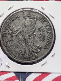 1931 Panama Balboa, Silver, 90% Silver, 26.73 Grams.