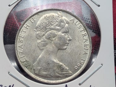 1966 Australia 50 Cent, 80% Silver, 13.2800 Grams.
