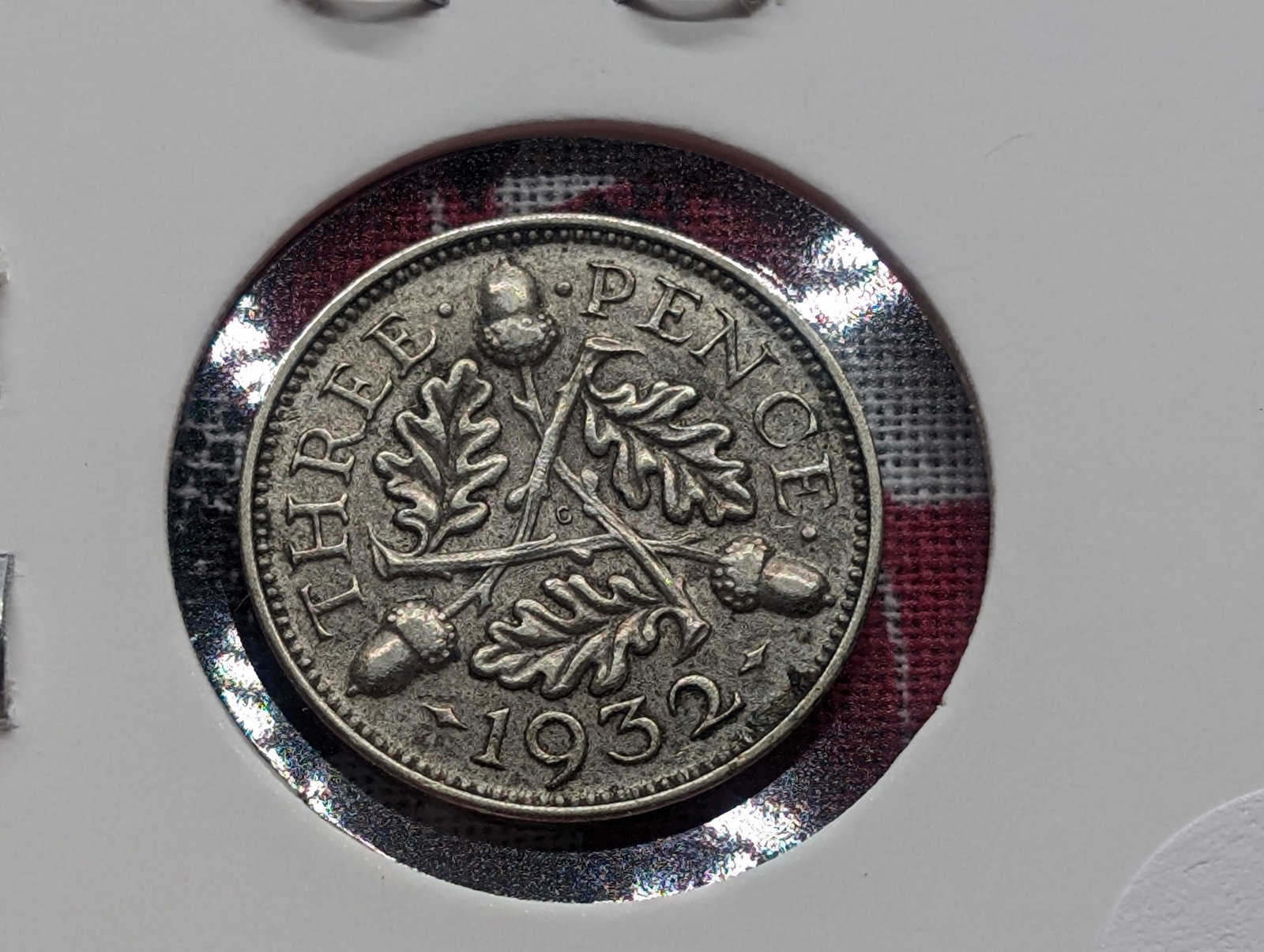 1932 Great Britain Three Pence, 50% Silver, 1.41 Grams.: 1932 Great Britain Three Pence, 50% Silver, 1.41 Grams.