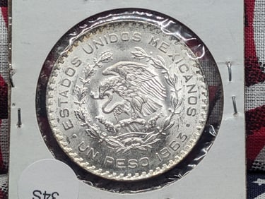 1963 Mexico One Peso, 10% Silver, 16 Grams.