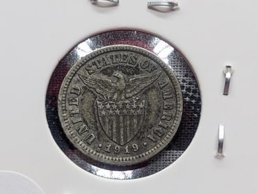 1919-S Philippines Ten Centavos, 75% Silver, 2 Grams.