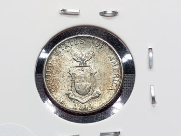 1944-D Philippines Ten Centavos, 75% Silver, 2 Grams.