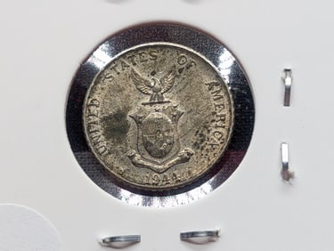 1944-D Philippines Ten Centavos, 75% Silver, 2 Grams.