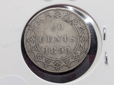 1899 Newfoundland Twenty Cent, 92.5% Silver, 4.7127 Grams.