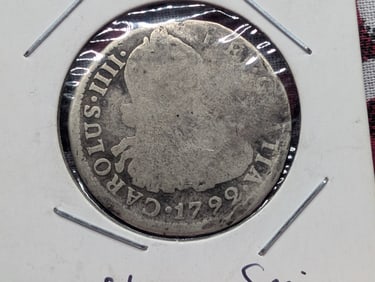 1792 Spain Two Reales, 89.6% Silver, 6.7668 Grams.