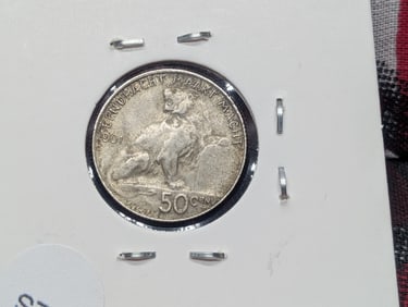 1901 Belgium Fifty Centimes, 83.5% Silver, 2.5 Grams.