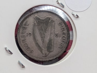 1931 Ireland One Shilling, 75% Silver, 5.6552 Grams.