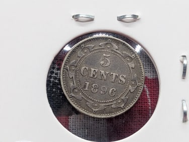1896 Newfoundland Five Cent, 92.5% Silver, 1.1782 Grams.