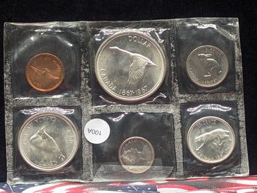 1967 Canadian Silver Proof Set, Contains (3) 80% Silver coins - Dollar 23.32 Gr., Half Dollar 2.332