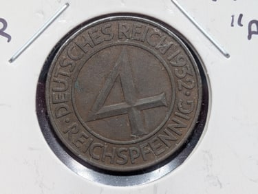 1932(A) Four Pfennig, Uncirculated, German Reich.