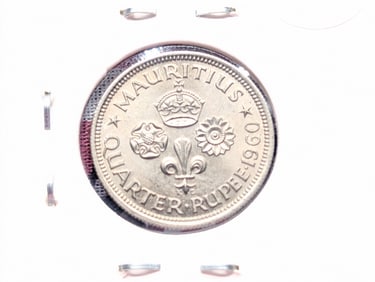 1960 Mauritius One Fourth Rupee.