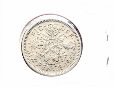 1954 Great Britain Six Pence.