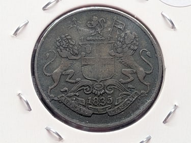 1835 India-Britain (East India Trading Co.) One Quarter Anna.