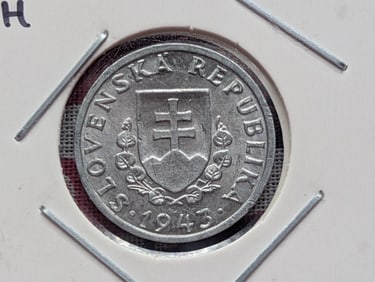 1943 Slovakia Twenty Halierov, Uncirculated, MS63.