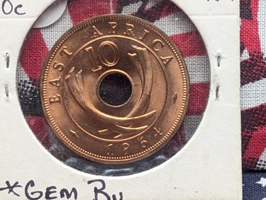 1964 East Africa Ten Cents, GEM BU.