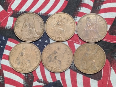 (6) 1962-1967 Great Britain Large Cents.