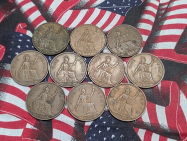 (10) 1930's & 1940's Great Britain Large Cents.