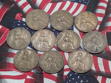 (10) 1940's Great Britain Large Cents.