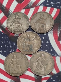 1921, 1930, 1936, 1937, & 1938 Great Britain Large Cents.