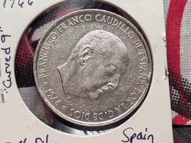 1966 Spain One Hundred Pesetas, 80% Silver, 19 Grams.