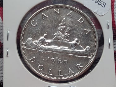 1960 Canada One Dollar, 80% Silver, 23.33 Grams.