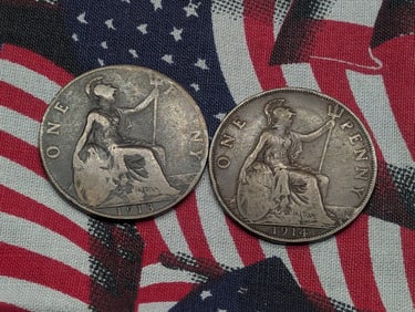 1913 & 1914 Great Britain One Pennies.