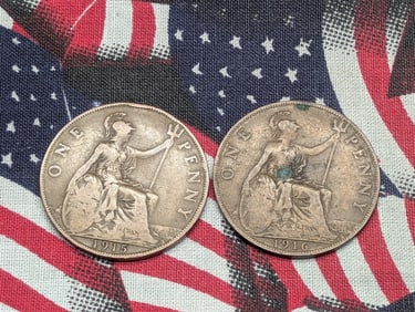 1915 & 1916 Great Britain One Pennies.