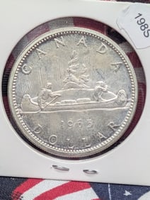 1965 Canada One Dollar, 80% Silver, 23.33 Grams.