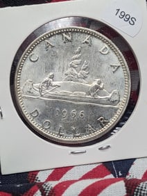 1966 Canada One Dollar, 80% Silver, 23.33 Grams.