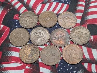 (10) Assorted Date Australia Pennies.